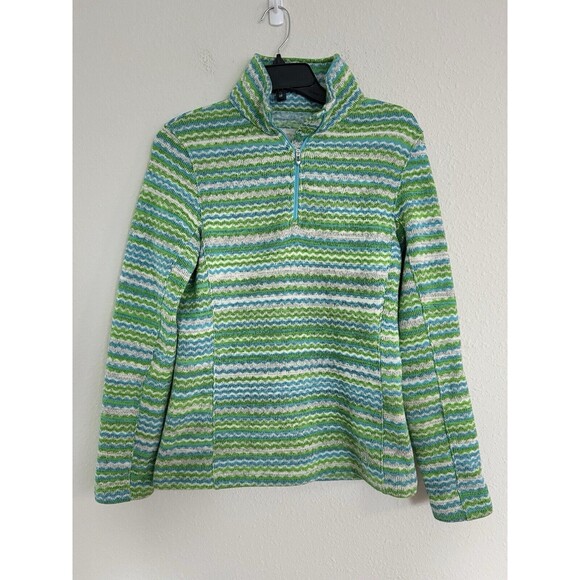 Spyder Women’s Knit Blue And Green 1/4th Zip Base Layer  Top Fall Jacket Size 8 - Picture 1 of 8